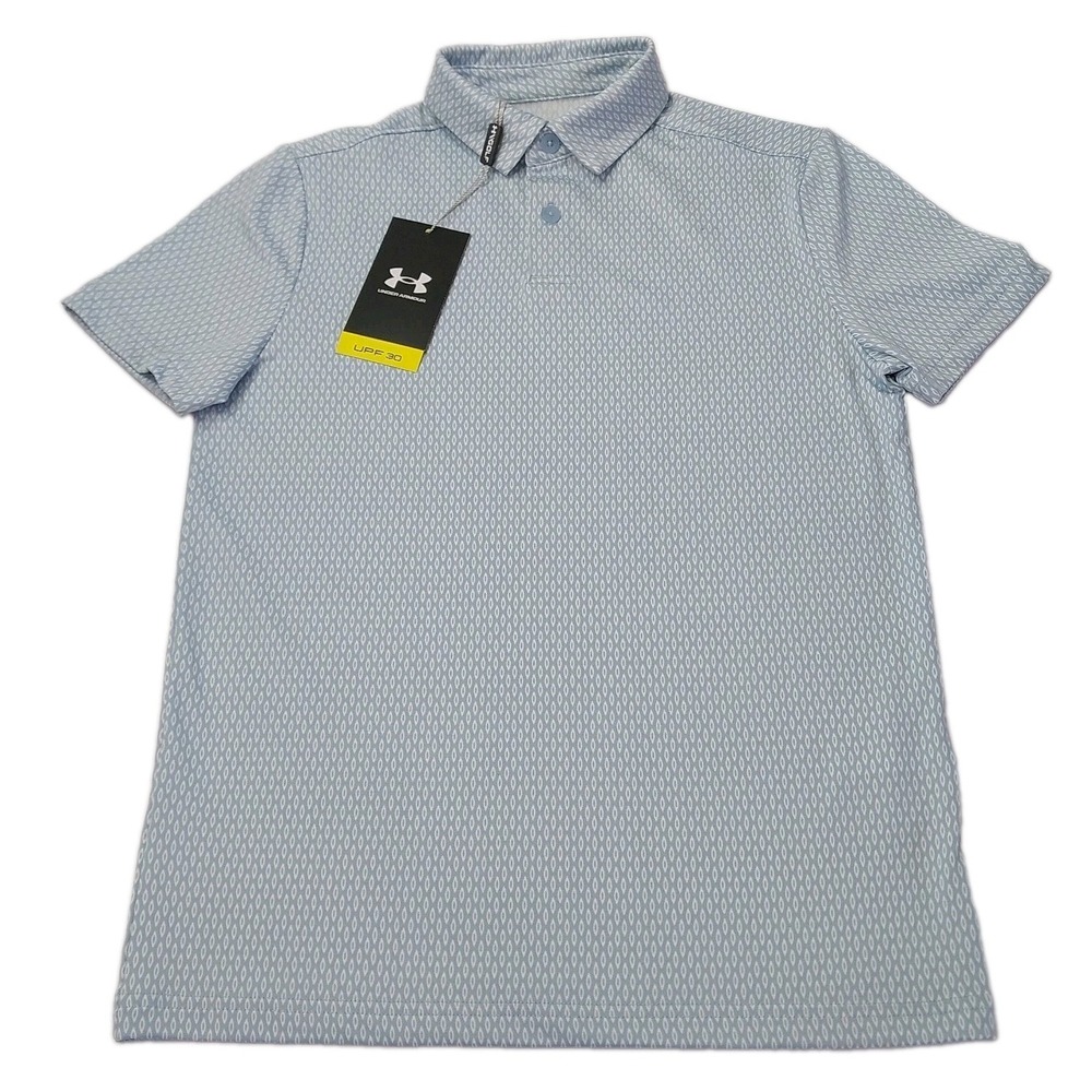 Under Armour‎ Boys Youth M YM UPF 30 Loose Fit Stretchy Polo Shirt NWT Blue